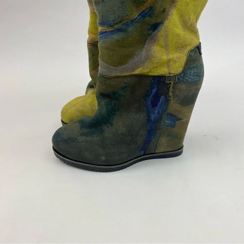 UGG X CLAIRE TABOURET FLUFF WEDGE BOOT WITH RARE BLUE LINING SZ 7 - Picture 9 of 15